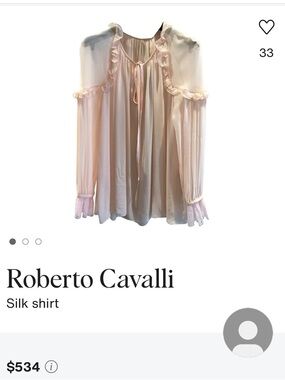 Roberto Cavalli Light Blush Silk Ruffle Blouse